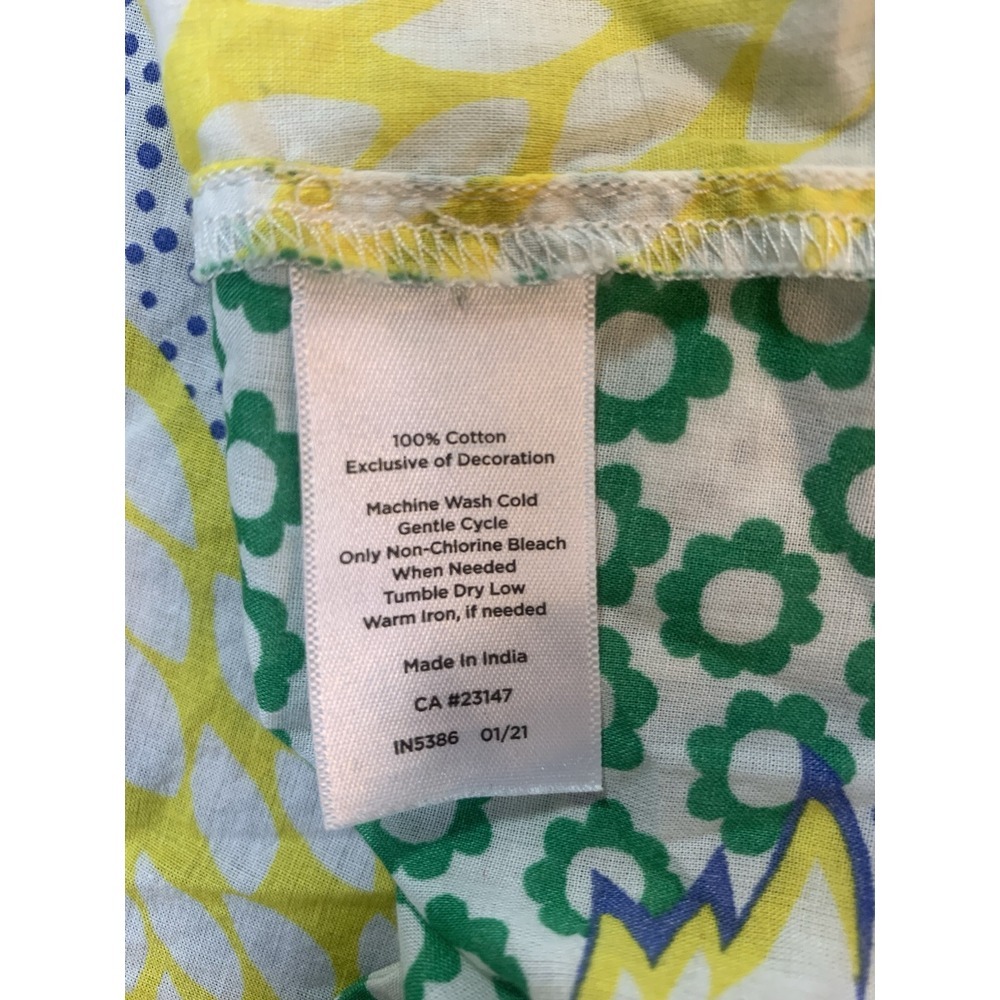 Talbots‎ Shirt Women Small Paisley Smocking Yellow Peasant Button Crochet Boho - Picture 5 of 12